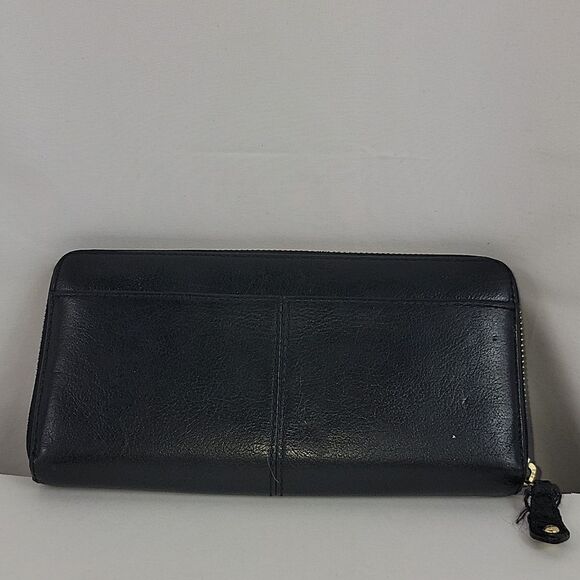Coach Ashley Leather Wallet Accordion 3 Side Zip Black Wristlet - Picture 4 of 11
